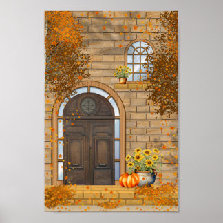 Affiche Porte avant Vibes d'automne et feuilles de chute