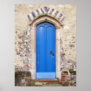 Affiche Porte bleue ancienne