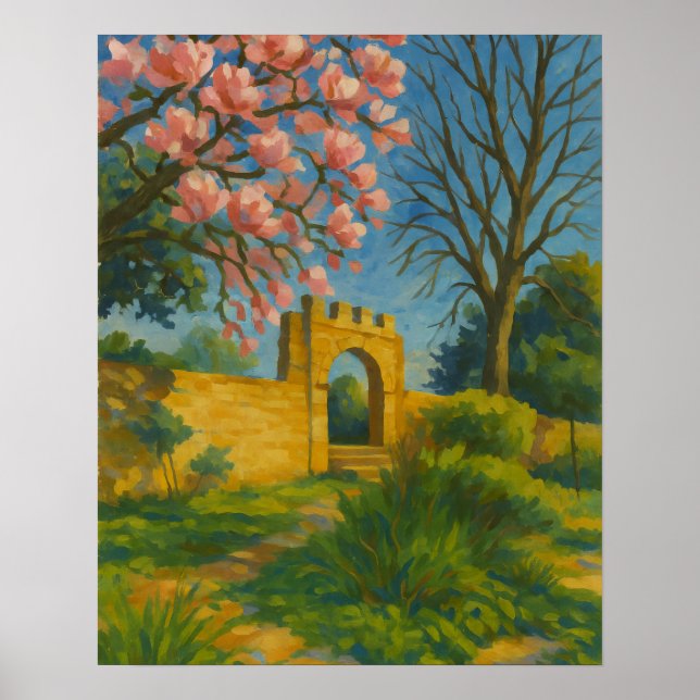 Affiche Porte Blossom - Peinture Jardin Enchantée (Devant)