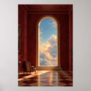 Affiche Porte céleste dorée Art surréaliste