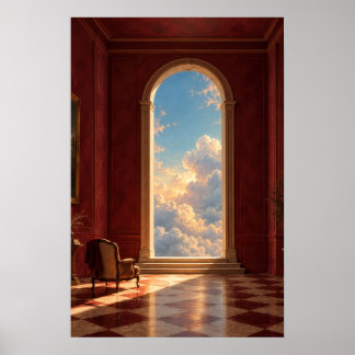 Affiche Porte céleste dorée Art surréaliste