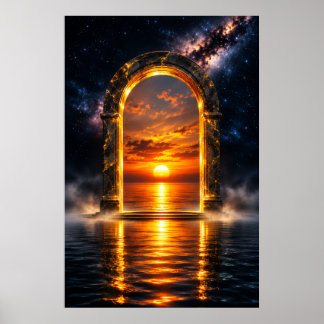 Affiche Porte céleste éthérée - Portail du coucher de sole