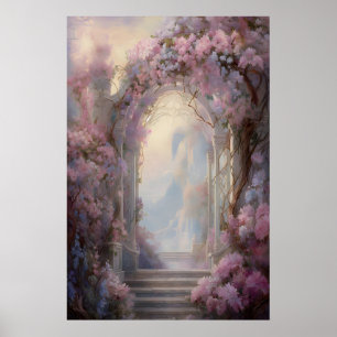 Affiche Porte de Fleurs Enchantée Mur de Jardin Éthéré