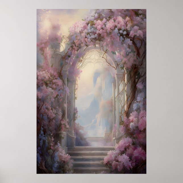 Affiche Porte de Fleurs Enchantée Mur de Jardin Éthéré (Devant)