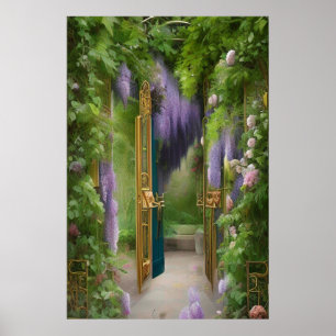 Affiche Porte de jardin et Wisteria