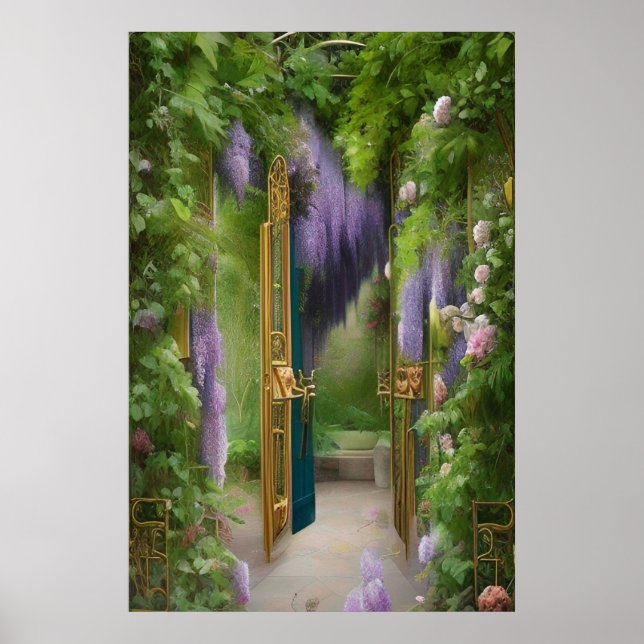 Affiche Porte de jardin et Wisteria (Devant)