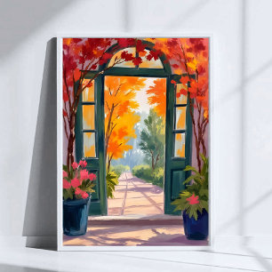 Affiche Porte de jardin   Peinture florale botanique à l'a