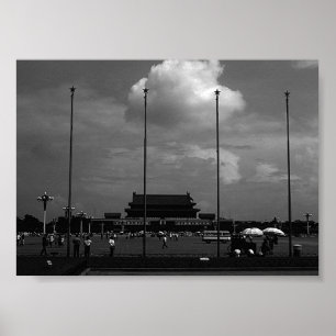 Affiche Porte de la place Tiananmen rue de Pekin Chine vin