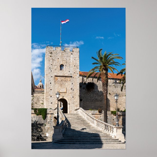 Affiche Porte de terre dans la ville de Korcula - Dalmatie (Devant)