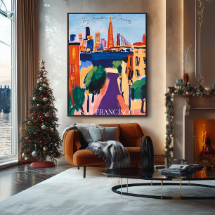 Affiche Porte d'or de San Francisco et rues de Fauvist