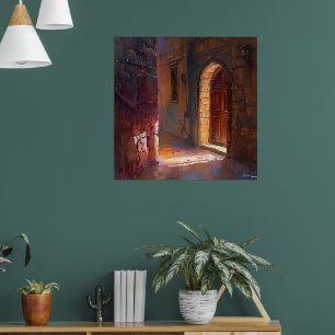 Affiche Porte éclairée - Illuminé Ancien Passage Art P