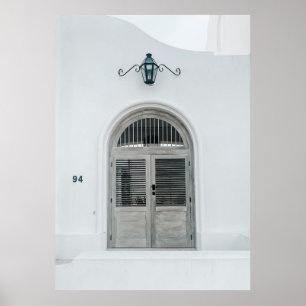 AFFICHE PORTE EN BOIS GRIS FERMÉE SOUS LA LUMIÈRE NOIRE
