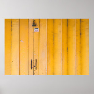 AFFICHE PORTE EN BOIS JAUNE FERMÉE AVEC PADLOCK