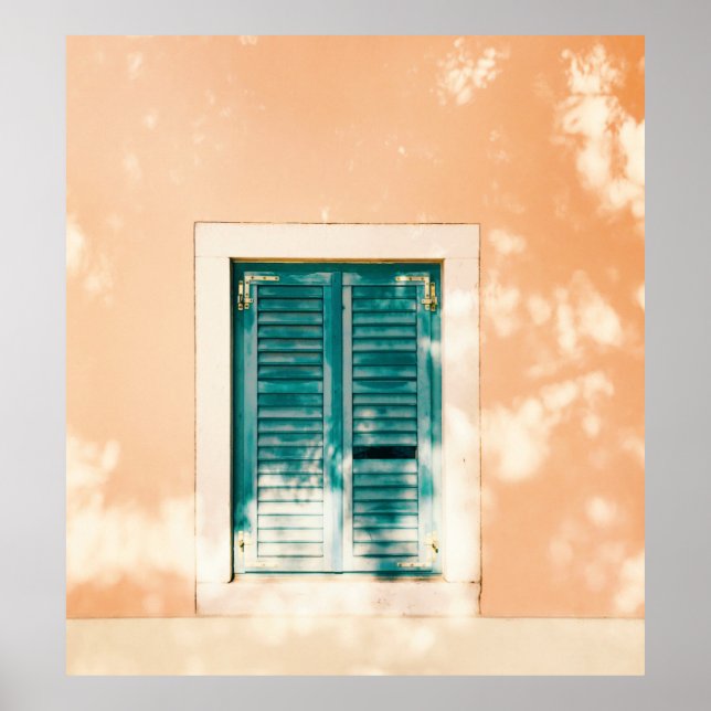 Affiche Porte en bois vert fermé (Devant)