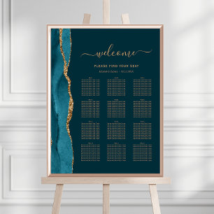 Affiche Porte en or bleu foncé Turquoise Mariage de 12 tab
