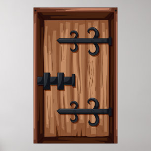 Affiche Porte médiévale en bois