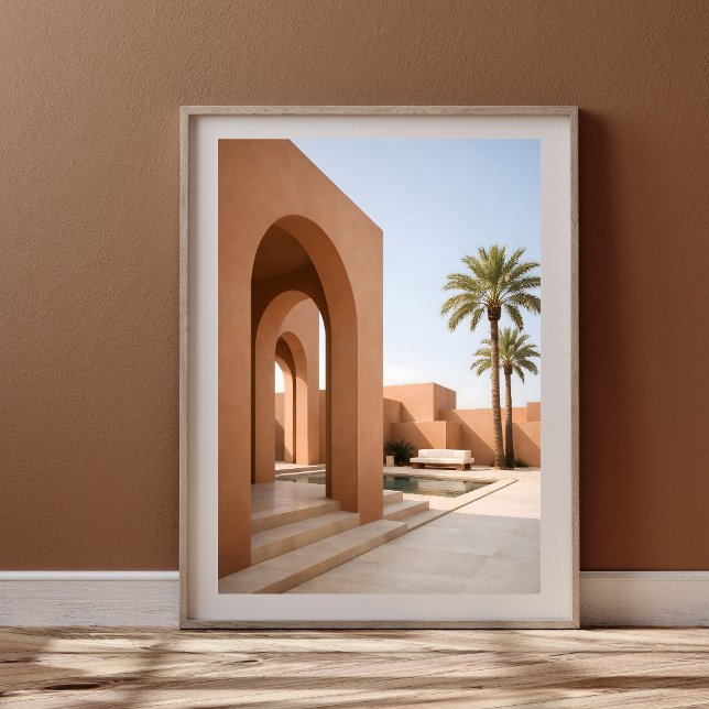 Affiche Porte monumentale marocaine moderne avec palmiers (Créateur téléchargé)