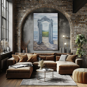 Affiche Porte Ornée de Rêve vers un Paysage Mystique Pos
