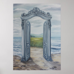 Affiche Porte Ornée Onirique vers un Paysage Mystique Pos