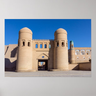 Affiche Porte Ouest à double tour - Khiva, Ouzbékistan