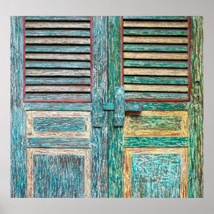 Affiche porte vintage en bois