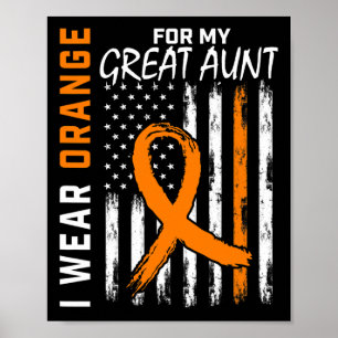 Affiche Porter Orange Pour Ma Grande Tante Leucémie Cancer