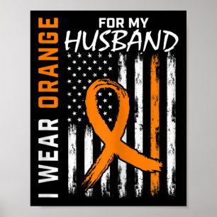 Affiche Porter Orange Pour Mon Mari Leucémie Cancer Award