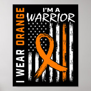 Affiche Porter Orange Ruban Leucémie Cancer Guerrier