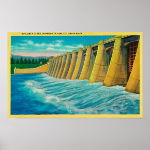 Affiche Portes de déversoir sur le barrage de Bonneville