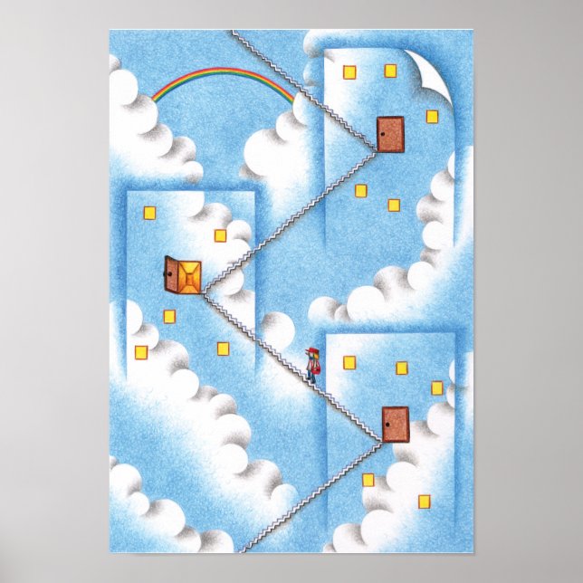 Affiche Portes et escaliers dans les airs. (Devant)