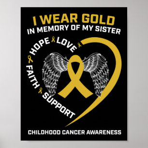 Affiche Portez De L'Or En Mémoire De Ma Soeur Cancer De L'