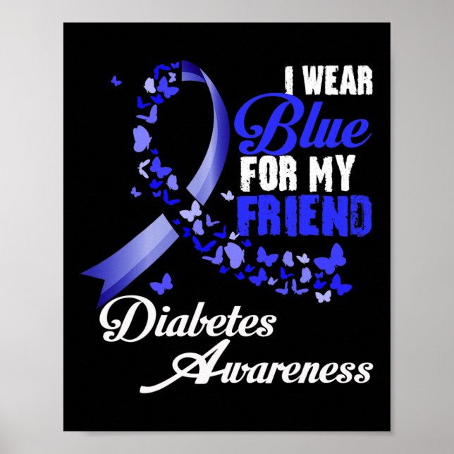 Affiche Portez le bleu pour mon ami T1d Sensibilisation au (Devant)