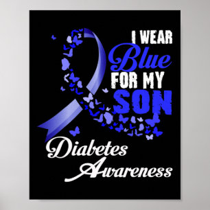 Affiche Portez le bleu pour mon fils T1d Sensibilisation a