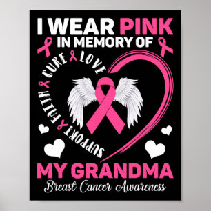 Affiche Portez Le Rose En Mémoire De Mon Grand-Mère Cancer