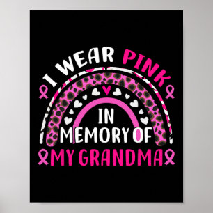 Affiche Portez Le Rose En Mémoire De Mon Grand-Mère Cancer