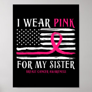 Affiche Portez Rose Pour Mon Ruban Contre Le Cancer Du Sei