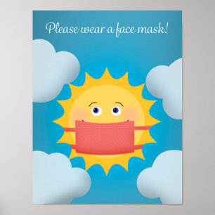 Affiche Portez un joli panneau Soleil Masque Visage
