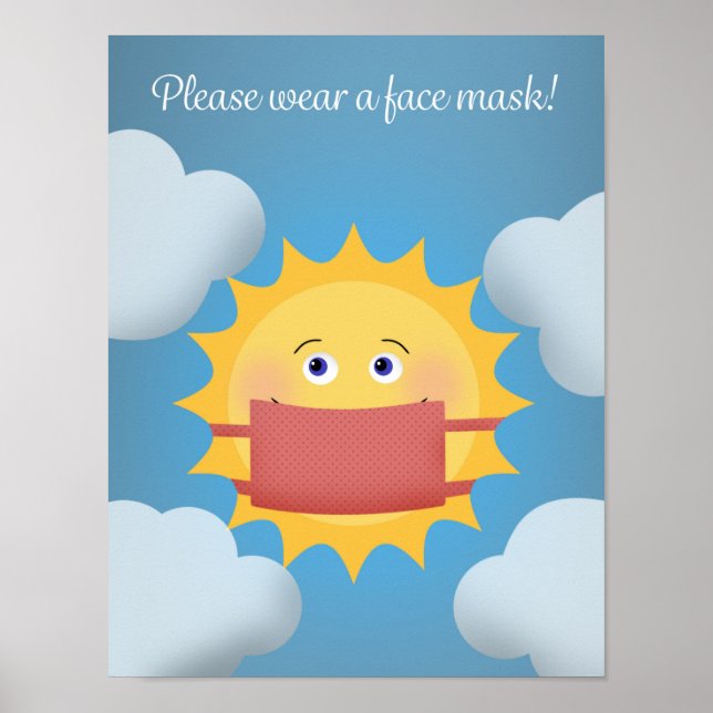 Affiche Portez un joli panneau Soleil Masque Visage (Devant)