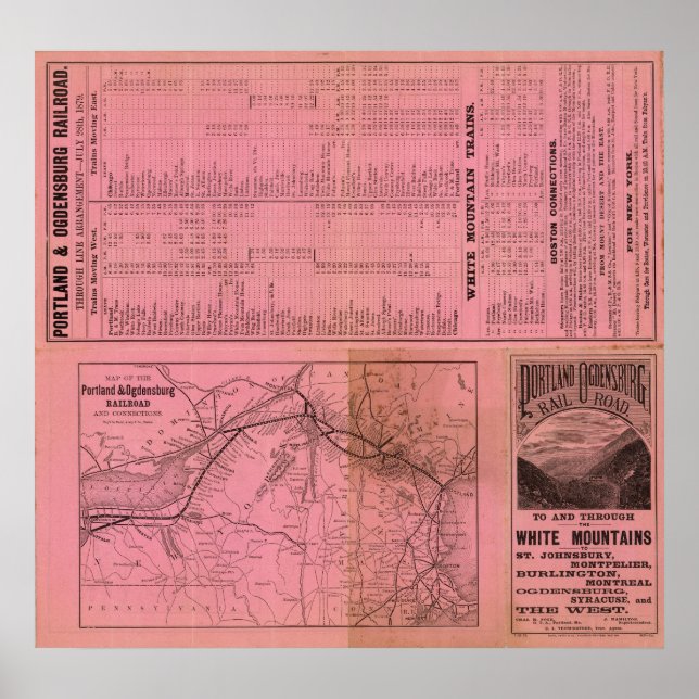 Affiche Portland et Ogdensburg Railroad et connexions (Devant)