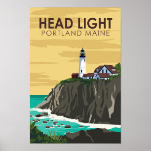 Affiche Portland Head Light Maine Art Vintage