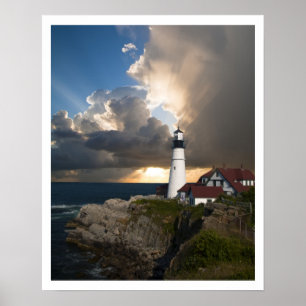 Affiche Portland Head Light, Sun through Clouds