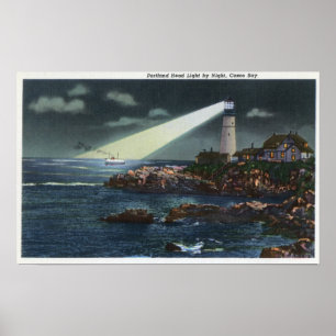 Affiche Portland Head Lighthouse à la nuit