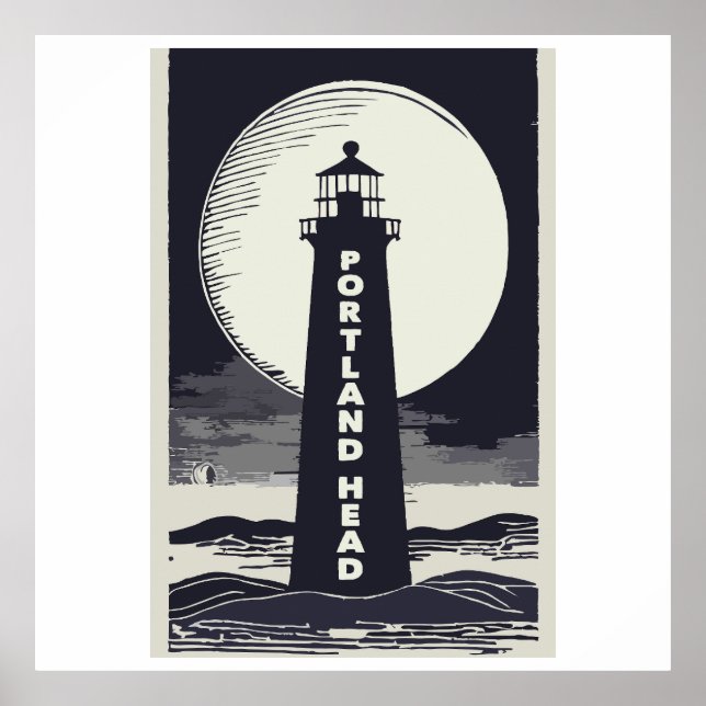 Affiche Portland Head Maine Lighthouse Moon (Devant)
