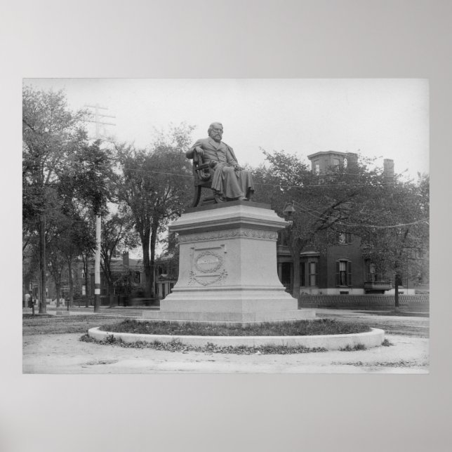 Affiche Portland, Maine Longfellow Monument vers 1890 (Devant)