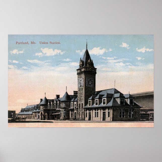 Affiche Portland, MaineUnion Station Vue ferroviaire (Devant)