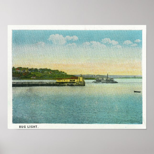 Affiche Portland, MaineVue du phare de Bug (Devant)