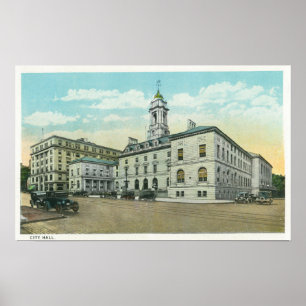 Affiche Portland, MaineVue extérieure de l'hôtel de ville