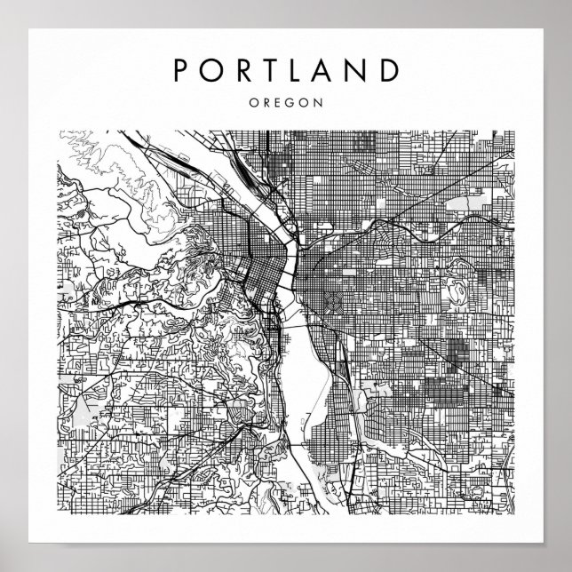 Affiche Portland Oregon Minimal Modern Street Map (Devant)