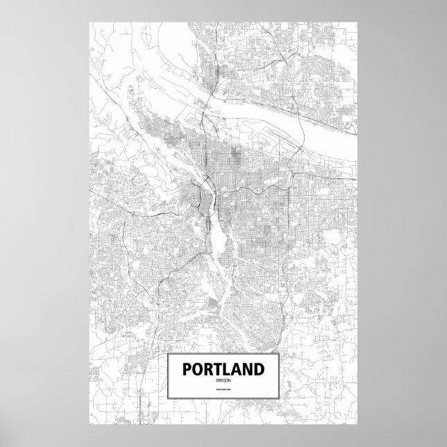 Affiche Portland, Oregon (noir sur blanc) (Devant)