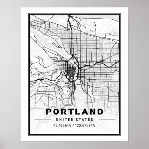 Affiche Portland Oregon USA Travel City Plan
